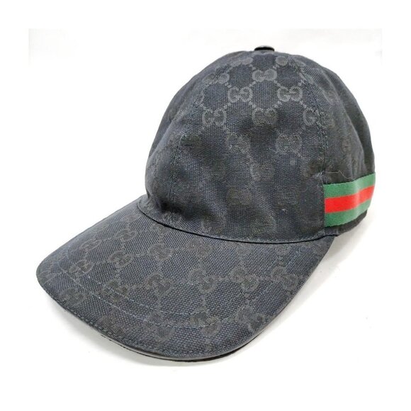 100% Authentic Gucci Cap GG Sherry Line Black Polyester - Picture 1 of 9